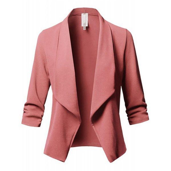 women's suits & blazers 2021 female office sleeves warm coat pleated long slim blazer lady casual jackets color lapel autumn winter, White;black